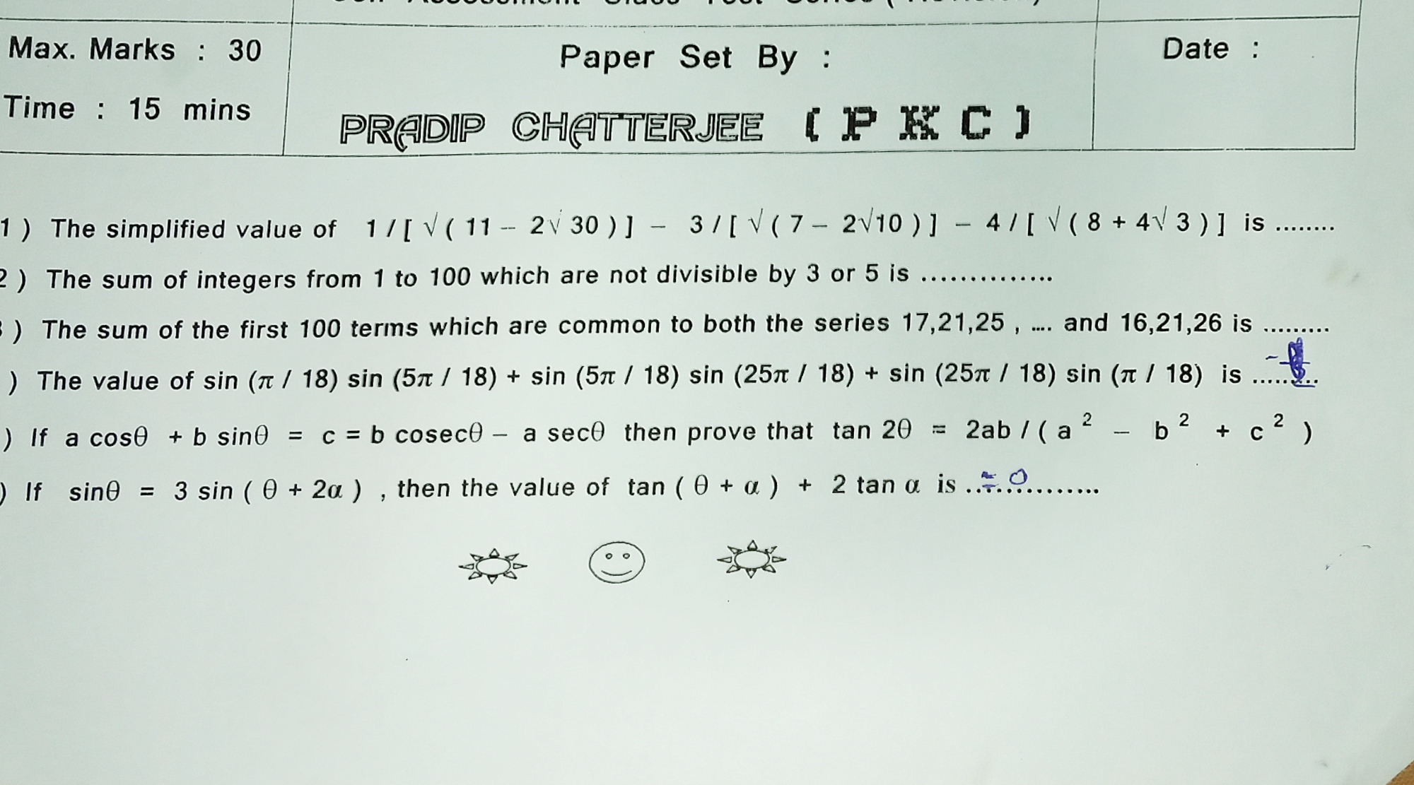 Question image for Please solve The last 3 questions trigonometry qu